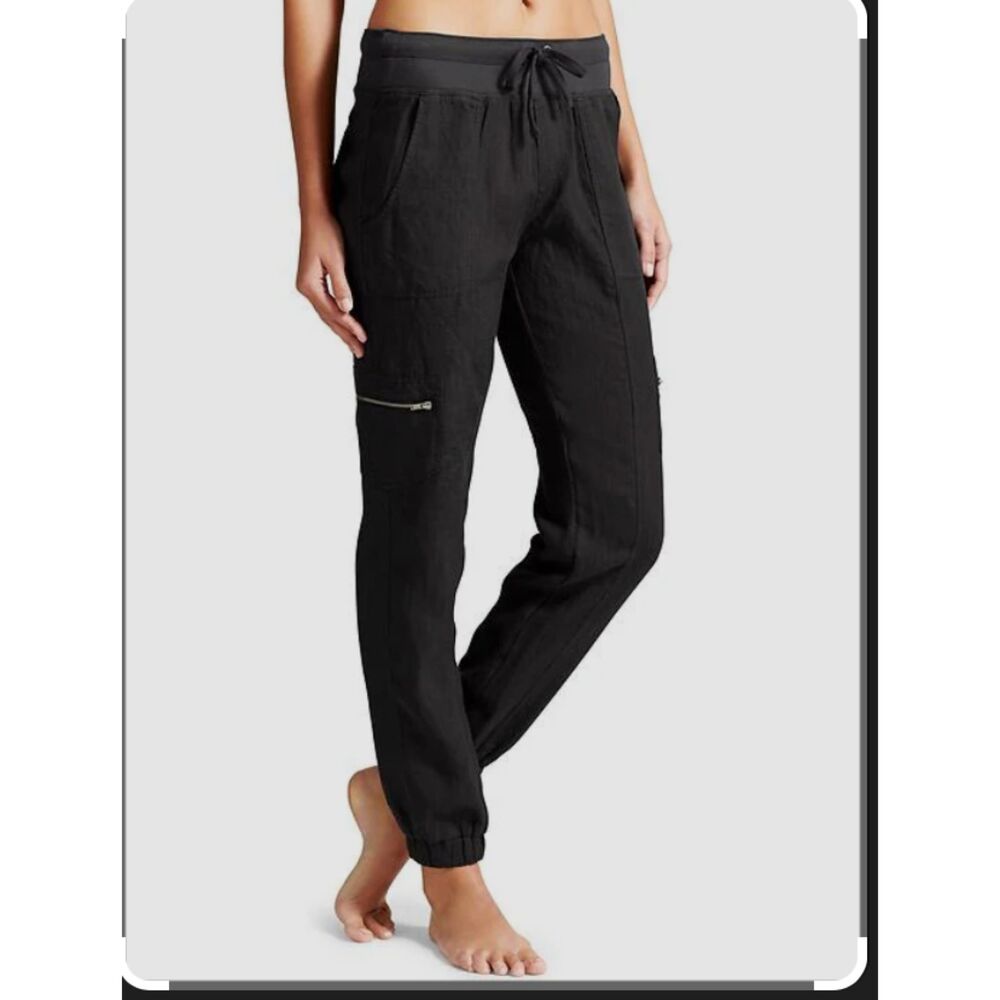 🖤 Athleta 100% Linen Moto Joggers with Zippers (Size 4) Moto Athleisure
